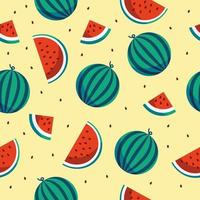 vector seamless pattern with watermelon, watermelon slices and seeds. Summer fruit background