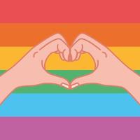 hands making a heart symbol. heart shaped gesture, a message of love. showing I love you. Isolated vector. Support LGBT Pride. Colorful hand. Freedom. Love. Heart. Rainbow abstract. vector