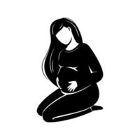 Silhouette of beautiful pregnant woman Vector illustration. Logotype company