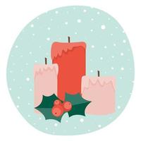 Symbol of red wax candles. Christmas vector illustration.