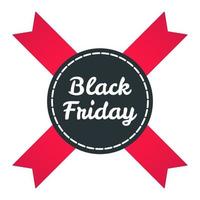 Black friday ribbon badge sale label concept template vector illustration isolated on white background. Web banners elements for website and advertising. Discount ribbon label design.