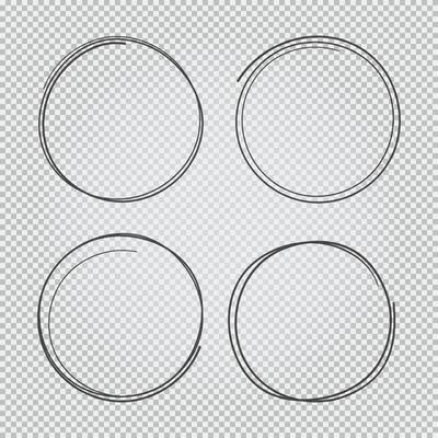 4 hand drawn scribble circles set