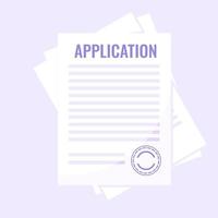 Submit loan application document form flat style design icon sign vector illustration isolated on white background. Complete application or survey document business concept with text.