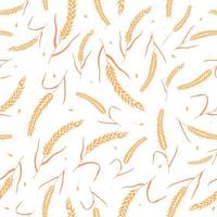 Seamless pattern with whole grain seeds organic, natural ears isolated on white background vector