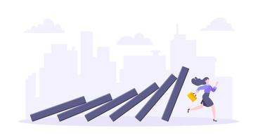 Domino effect or business resilience metaphor vector illustration concept.