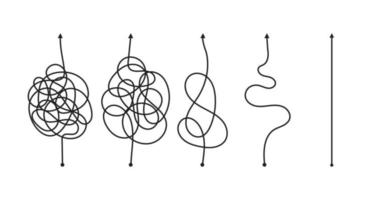 simplificación del caos, resolución de problemas y búsqueda de soluciones empresariales conjunto de ilustraciones vectoriales del concepto de desafío. vector