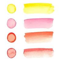 Set of red texture brushstrokes drawn by watercolor. Great basic of print, badge, party invitation, banner, tag. vector