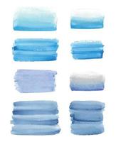 Set of blue texture brushstrokes drawn by watercolor. Great basic of print, badge, party invitation, banner, tag. vector