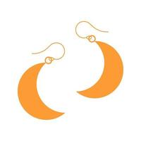 Crescent moon earrings in boho style. Handmade jewelry in ethnic style. Elegant accessory in bohemian style. vector