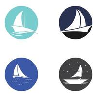 logotipo de velero o velero con olas de olas. utilizando la plantilla de ilustración de vector de concepto de diseño de icono de logotipo