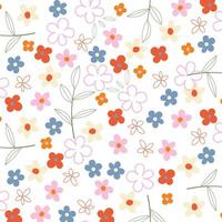 Abstract flat hand draw floral pattern background. Vector. vector