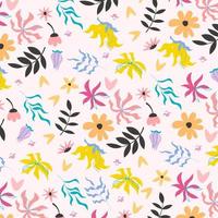 Abstract flat hand draw floral pattern background. Vector. vector