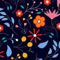 Abstract flat hand draw floral pattern background. Vector. vector