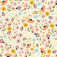 Abstract flat hand draw floral pattern background. Vector. vector