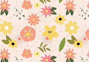 Abstract flat hand draw floral pattern background. Vector. vector