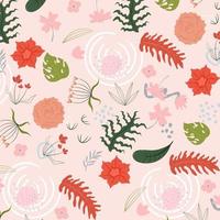 Abstract flat hand draw floral pattern background. Vector. vector