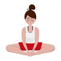Woman sitting in a butterfly pose. Cartoon flat style vector illustration isolated on white background.