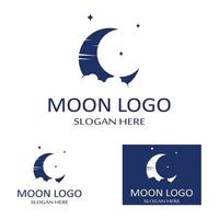 full moon and half moon logo, using logo vector icon concept design and symbol illustration