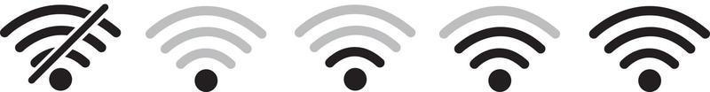 conjunto de iconos de wifi. conexión a Internet. icono de señal icono inalámbrico y wifi o señal de icono wi-fi para acceso remoto a Internet vector