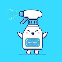 linda ilustración de icono de vector de dibujos animados de botella de aerosol desinfectante. concepto de icono de objeto de atención médica vector premium aislado. estilo de dibujos animados plana