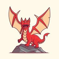 Ilustración de icono de vector de dibujos animados de dragón rojo. concepto de icono de naturaleza animal vector premium aislado. estilo de dibujos animados plana
