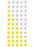 Five star rating.Satisfaction level.Customer feedback.Rate status level.Golden and gray.Full and half.Caroon vector illustration.Flat design.Sign, symbol, icon or logo.