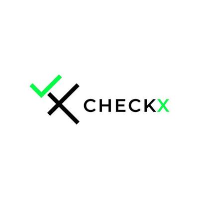 clever letter x check mark green logo