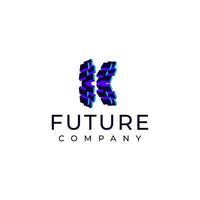 tech k letter startup modern flat logo vector