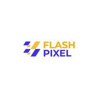 flash pixel abstract tech modern flat logo vector