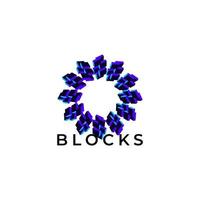 abstract block tech modern logo design vector