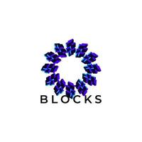 abstract block tech modern logo design vector