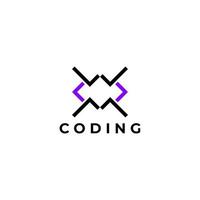 dynamic letter monogram w m coding flat abstract logo vector