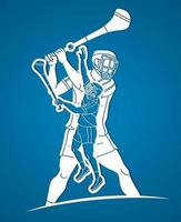 Group of Hurling Players Action vector