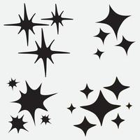 conjunto de garabatos de estrellas vectoriales icono brillante, icono de superficie limpia. estrellas de efecto de luz brillante y explosión brillante. aislado sobre fondo blanco. ilustración vectorial vector