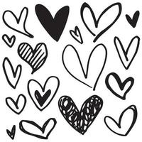 Doodle Hearts, hand drawn love hearts. Vector illustration.