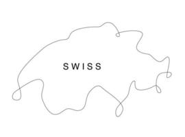 Line art Swiss map. continuous line Switzerland map. vector illustration. single outline Europa state.