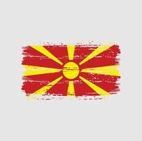 trazos de pincel de la bandera de macedonia del norte. bandera nacional vector