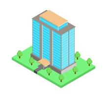 Isometric building apartment, office or business center. Vector architecture icon.