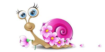 caracol con flores vector