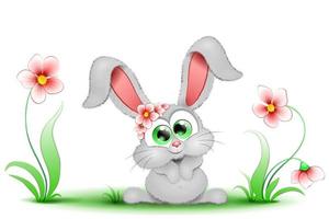 Bunny with flowers vector