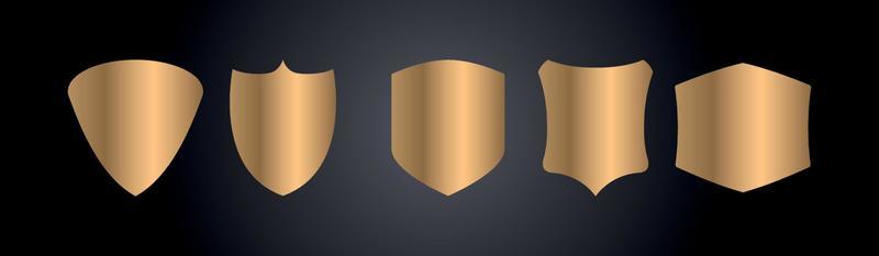 set of gold shield vector eps 10