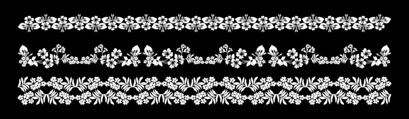 set of floral borders vector