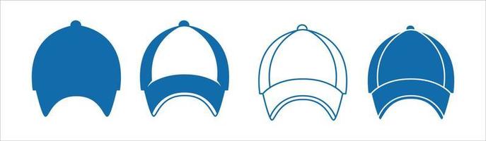 conjunto de vectores de gorra de béisbol azul