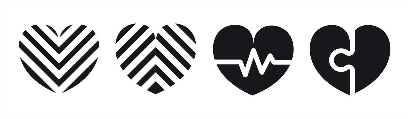 Heart vector icons. Set of love symbols isolated.