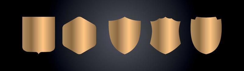 golden shield design set with various shapes vector