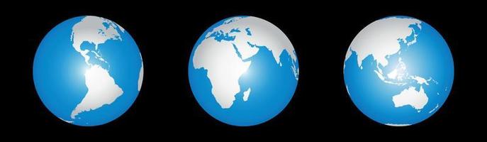 light dark blue globe set vector