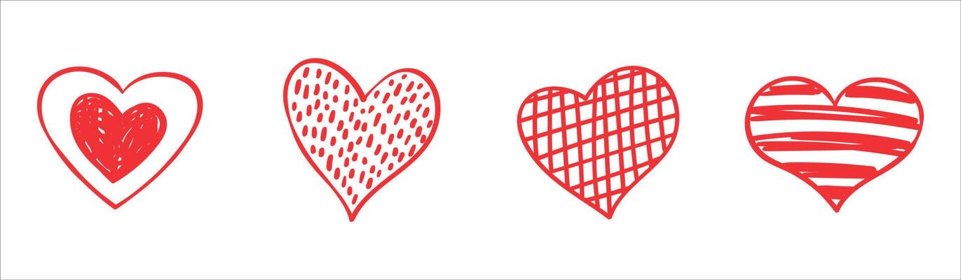 Hand drawn hearts. Design elements for Valentine's day.