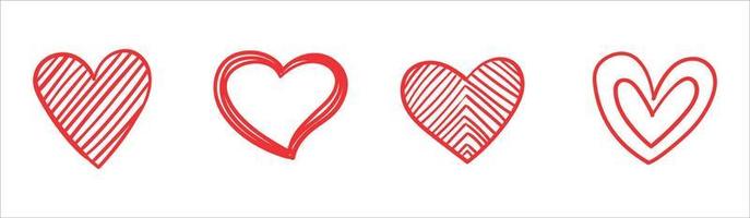 vector de corazones dibujados a mano. elementos de diseño para el día de san valentín.