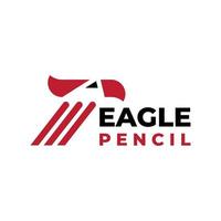 eagle with pencil logo design vector