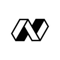 modern letter N with 3d isometric logo design vector